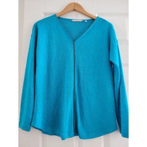 Soft Surroundings Blue v neck long sleeve top size Small